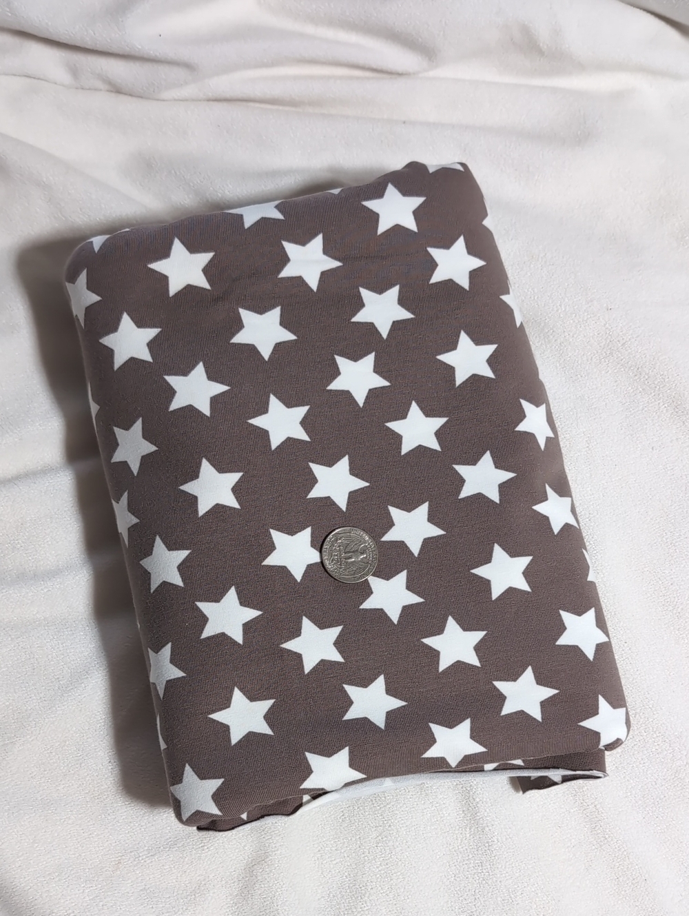 Cotton Stretch Jersey Fabric Gray Brown Star Pattern Brown 2 Yards